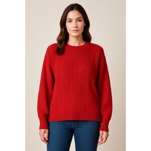 Oscar De la Women's Renta Cableknit Sweater Red Holiday Cozy Plus Size XXL